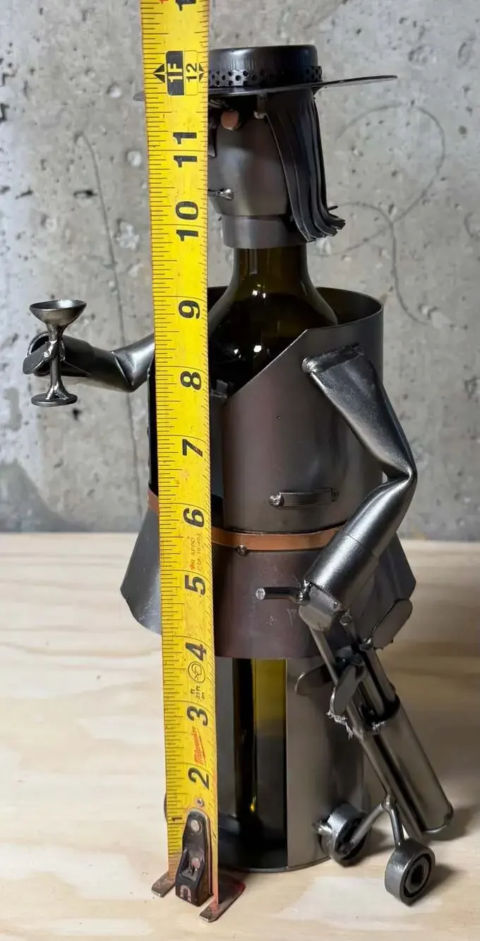 Metal Golfer Sculpture Wine Bottle Holder